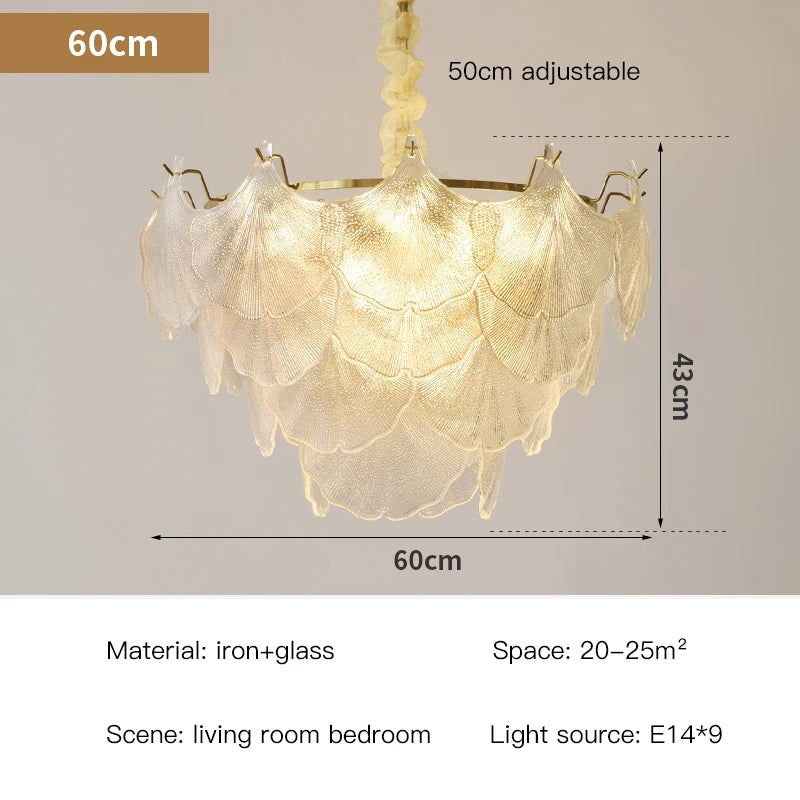 Modern French Style Glass Led Chandelier For Living Room Bedroom Dining Room Kitchen Art Romantic Design Pendant Light Fixtures