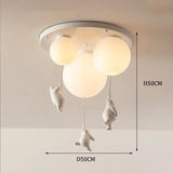 Round Modern Minimalist Bear-Shaped LED Resin Ceiling Light for Children's Rooms Boys' Girls' Bedrooms Indoor Home Decor Ambient