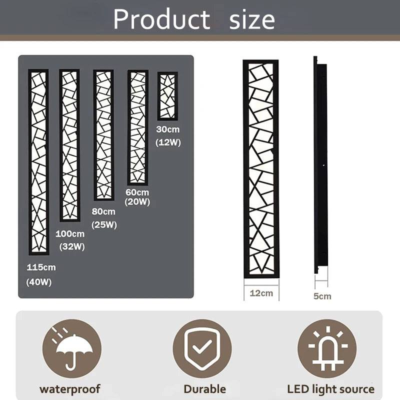 IP65 Waterproof LED Long Wall Sconce (Black Anti-Rust) - Decorative Bird's Nest Exterior Porch Light Fixture for Gardens, Terraces & Garage