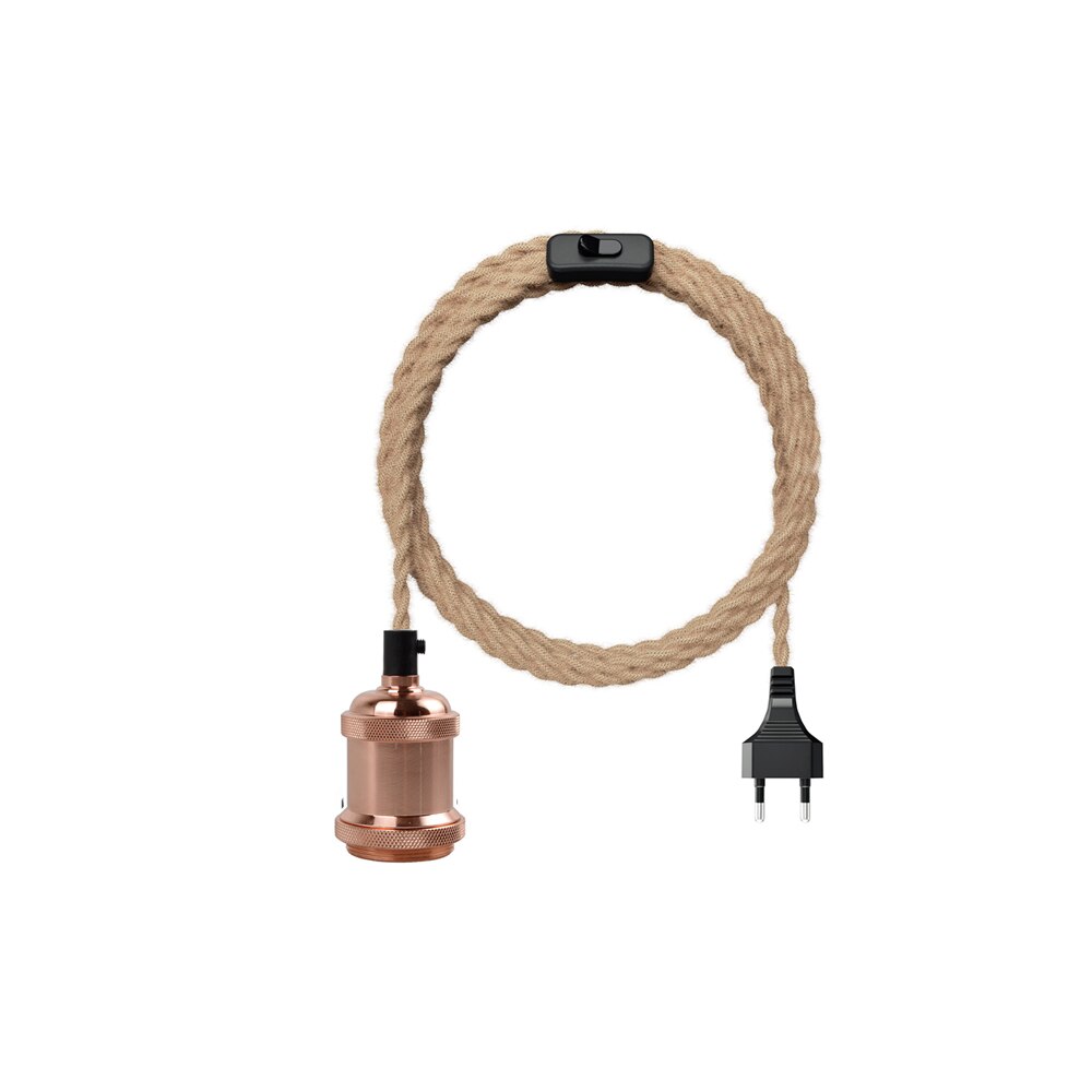 Power Cord Pendant Light Twist Hemp Rope Cables E26 E27 Lamp Holder EU Plug with Switch Wire Edison Bulb Socket Cord Cable