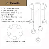 Nordic Creative Round Glass LED Chandelier Applicable To Stair Decoration Decoration Maison Home Decor Interior Lighting