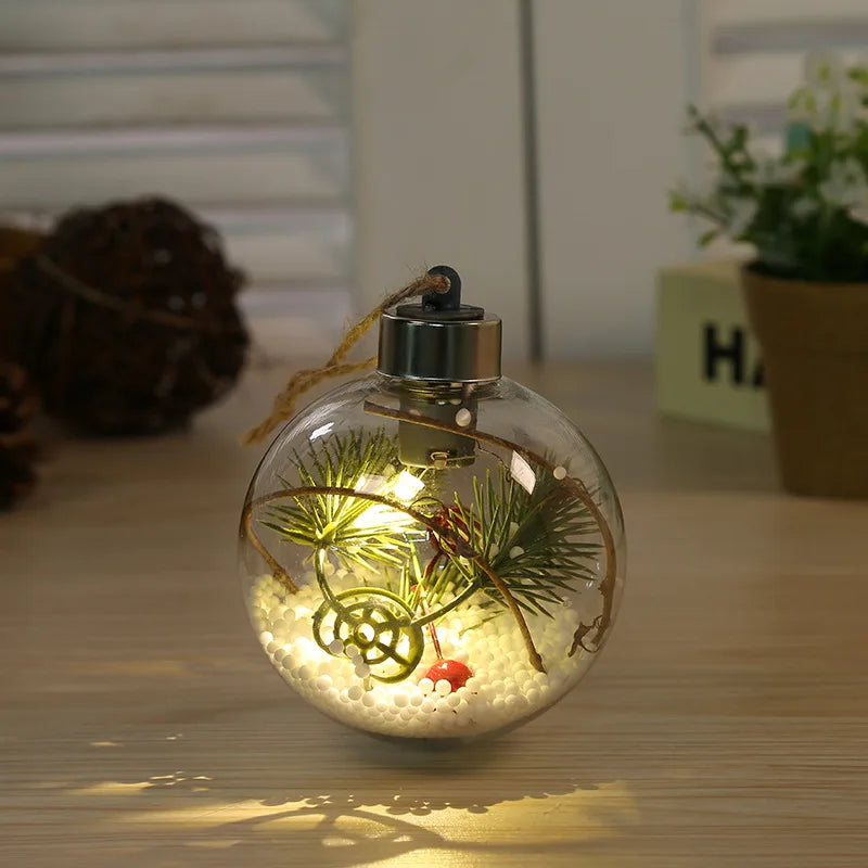 Pet 8cm Simulation Interior Christmas Pendant Transparent Led Warm White Light Christmas Ball For Holiday Party New Year 2025