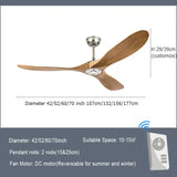 Luxury Natural Wooden Ceiling Fan Home Decorative Pendant Fan With Lamp Reversible Motor Suitable for Summer and Winter