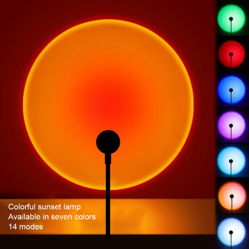 Sunset Lamp LED USB Rainbow Night Light Projector Photography Wall Atmosphere Lighting For Bedroom Home Room Decors Gift