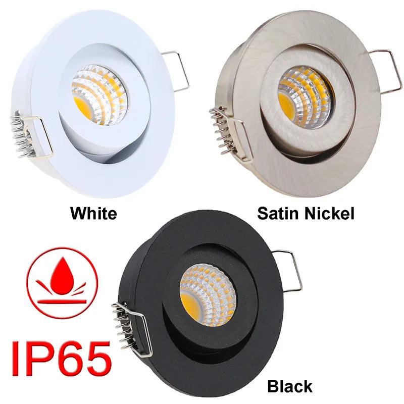 IP65 Waterproof Recessed LED Downlight - 3W Dimmable Spot Light