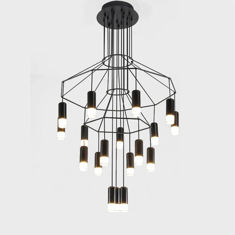 Modern Salon Chandelier Kitchen Living Dining Room Lobby Hall Stair Wireflow Hanging Lamp Loft Nordic Deco Pendant Light Lustre
