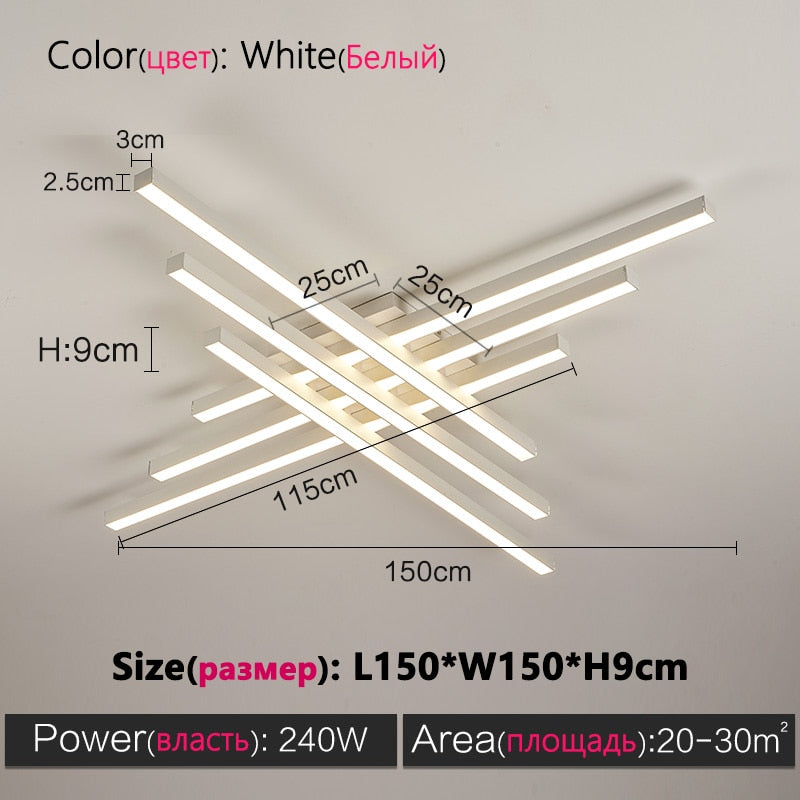 Black chandelier square bedroom lamps living room lamp led ceiling lamp Nordic minimalist creative led ceiling lamp strip lights