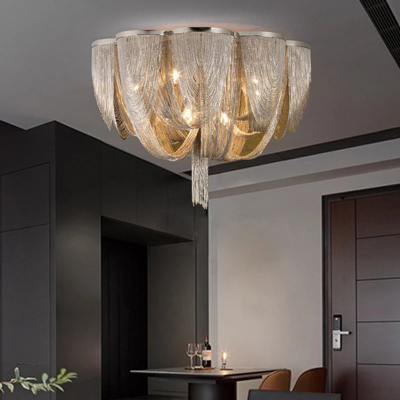 Nordic Design Italian Chain Chandelier Luxury Chandelier Tassel Lighting Home Deco Living Room Dining Room Restaurant Decoration