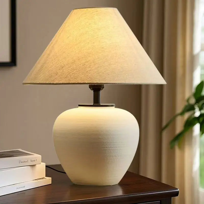Nordic Retro Ceramic ,Table Lamp Fabric Lampshades, Bedside Table Lamps, Room Decoration, Indoor Lighting, Floor Lamps