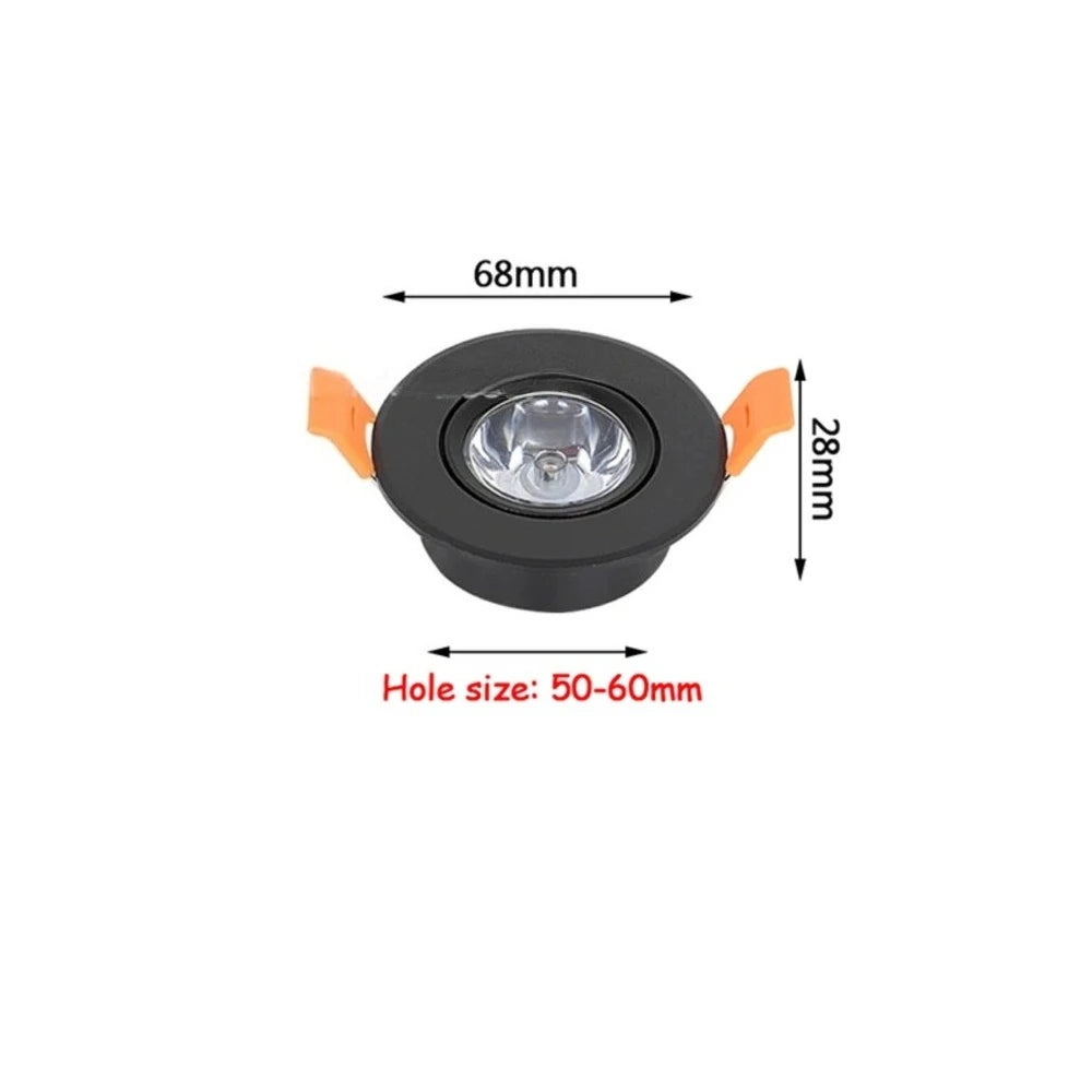 LED 3W DC 12V Aluminum LED Downlight 50mm Cutout Dimmable Recessed Ceiling Light Round Spot with Driver Cutout Installation
