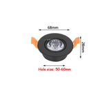 LED 3W DC 12V Aluminum LED Downlight 50mm Cutout Dimmable Recessed Ceiling Light Round Spot with Driver Cutout Installation