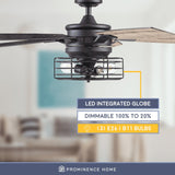 Cypher Matte Black Remote Control Ceiling Fan, 5 Blades Ceiling Fans Room Decor Home Fan  Ceiling Fan with Led Light