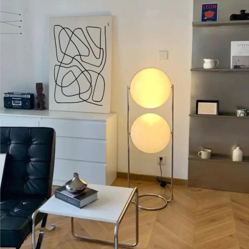 Designer LED Floor Lamp Nordic Living Room Standing Light Bedroom Bedside Hotel Room Shop Decor Modern Silver Metal Floor Lights