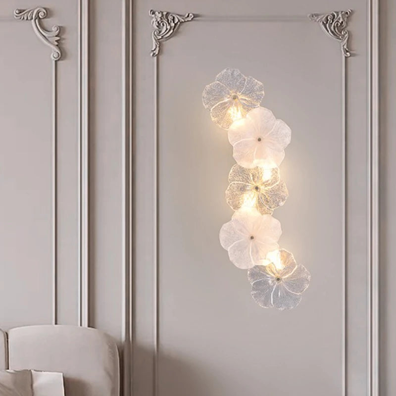 French Light Luxury Living Room Wall Light 2025 New Background Wall Decorative Light Bedroom Creative Flower Bedside Lamp