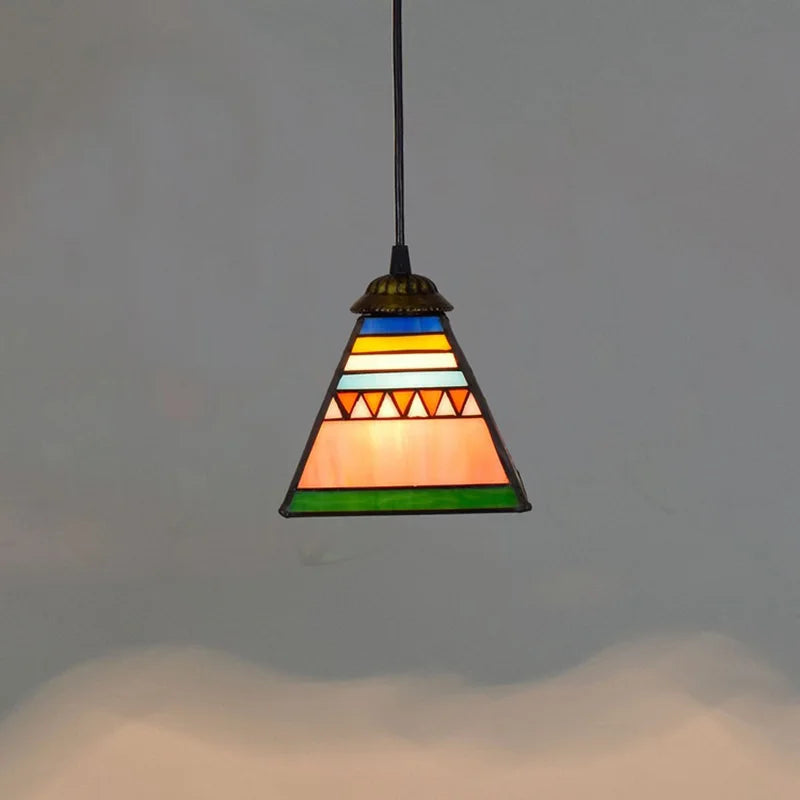Colorful Mediterranean Style Bohemia Lamp Stained Glass Shade Mosaic Pendant Light for dining room bar lighting