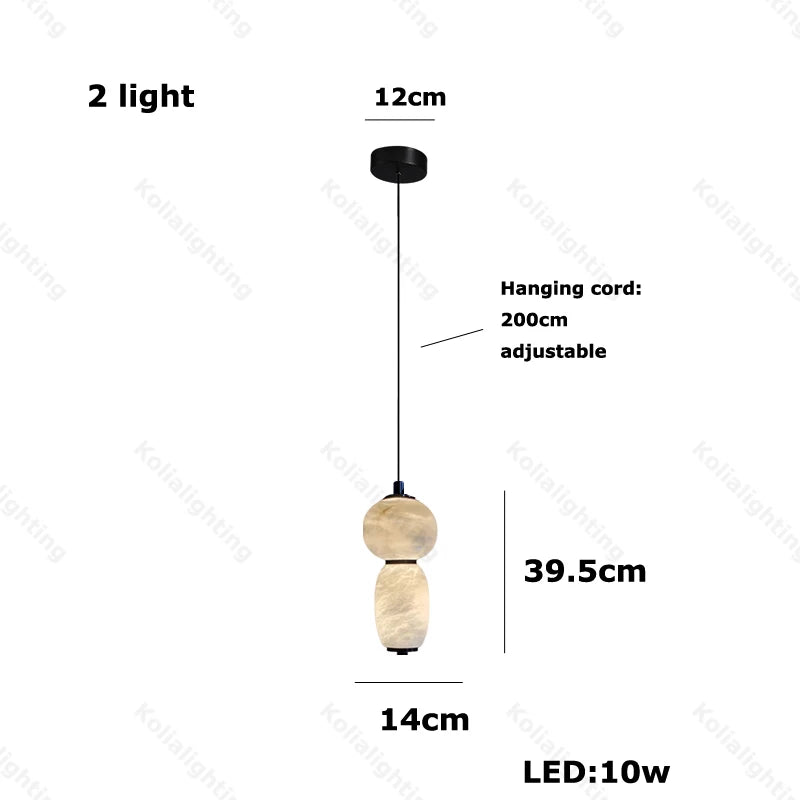 Marble Life Black Gold Hardware LED Dimmable Chandelier Lighting Alabaster Suspension Luminaire Lampen For Dinning Room