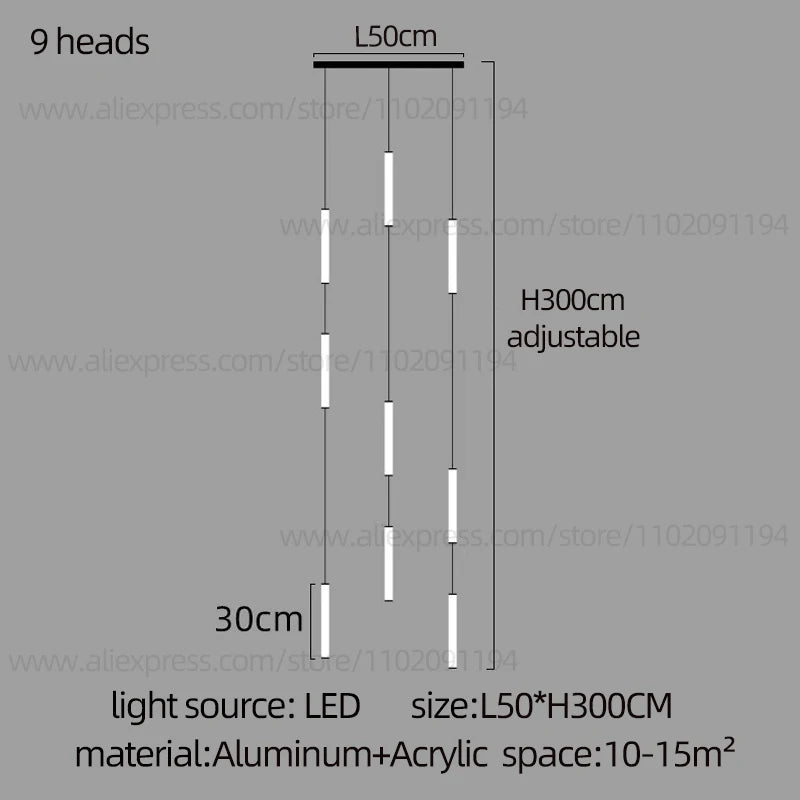 Long Chandelier Staircase Lamp Designer Modern Living Room Chandelier Nordic Indoor Villa Hall Long Line Penthouse Pendant Lamp