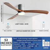 Low Floor Ceiling Fan 38/56 Inch LED Light Supports Remote Control Of Living Room, Dining Room, Bedroom, Study Room, DC Fan
