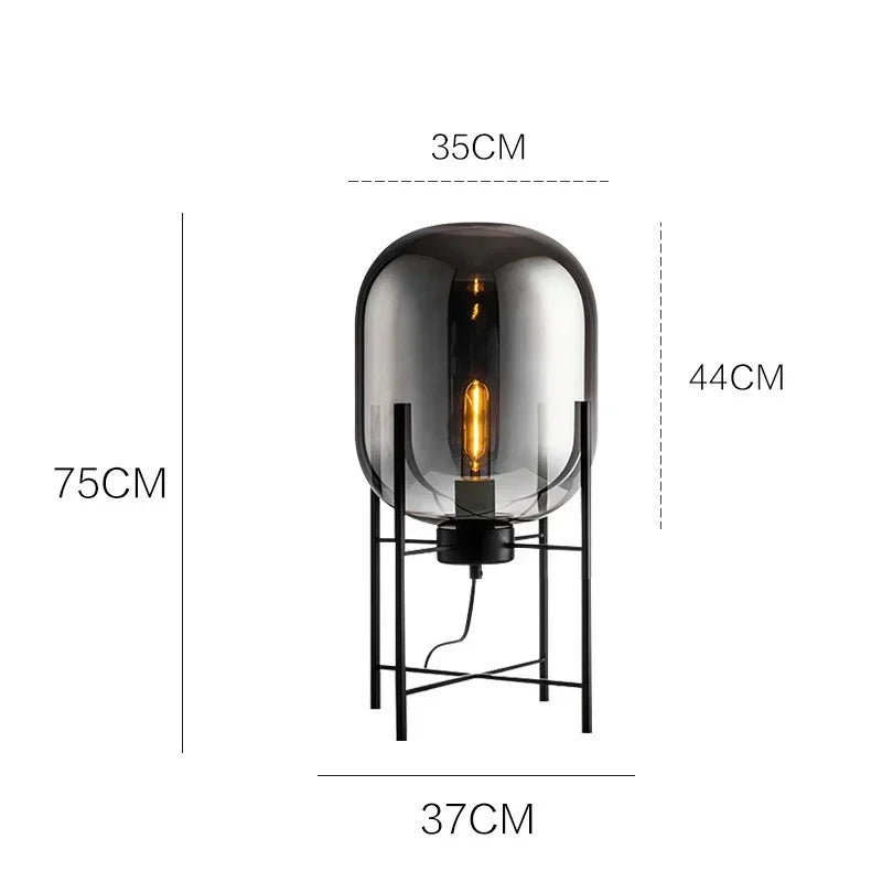 Nordic Minimalist Smoke Gray Glass Led Floor Lamp Designer Bedroom Bedside Table Light High-end Living Room Decoration Lighting