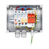 8-Way Solar Combiner Box Component Kit (600V DC, 16A-63A) - DC Circuit Breaker, Fuse Holder & Surge Protective Device (SPD) with Dual Wire Terminals