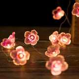 LED Light Cherry Blossom Fairy String Lights Pink Flower String Lamps Battery Powered For Outdoor Christmas Garland Decoration