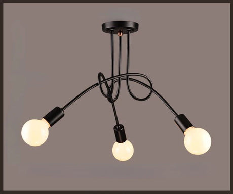 American Retro Ceiling Light Wrought Iron LED E27 Chandelier Black and White Lamp Living Room Decoration Home Lighting Fixture