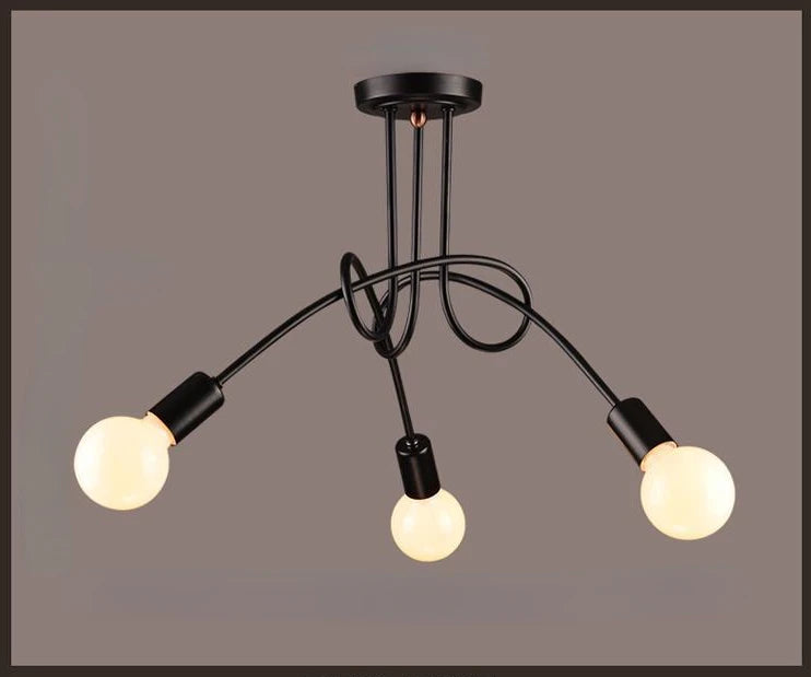 American Retro Ceiling Light Wrought Iron LED E27 Chandelier Black and White Lamp Living Room Decoration Home Lighting Fixture