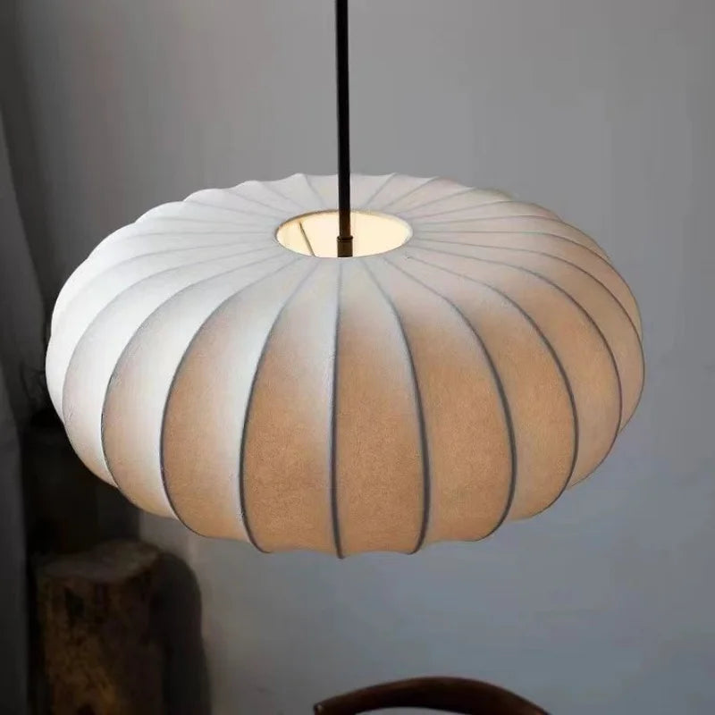 Nordic Simple White Silk LED Pendant Light - Modern Textile Ceiling Hanging Lamp Fixture for Dining Table, Coffee Table, Tea Room & Bedroom