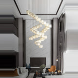 Rubik's Cube Marble Home Decoration Gold LED Chandelier Lighting Hanging Lamps 2026 New Trend Lustre Para Sala Estar For Foyer