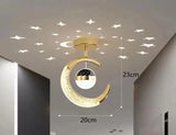 Creative led Ceiling Light with Moon Stars Modern Asile Ceiling Lights Gold/Black Atmosphere Ceiling Hanging Lamp Loft Lighting