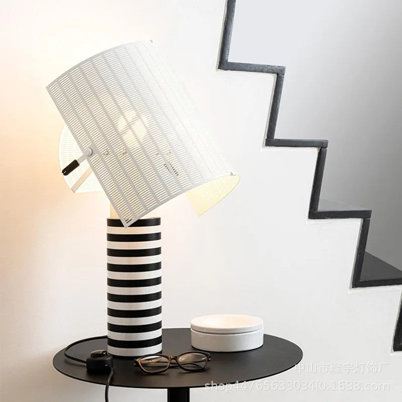Designer Shogun Table Lamp Modern Stripe Grid Desk Light Bedroom Living Room Exhibition Hotel LED Art White Black Table Lamps