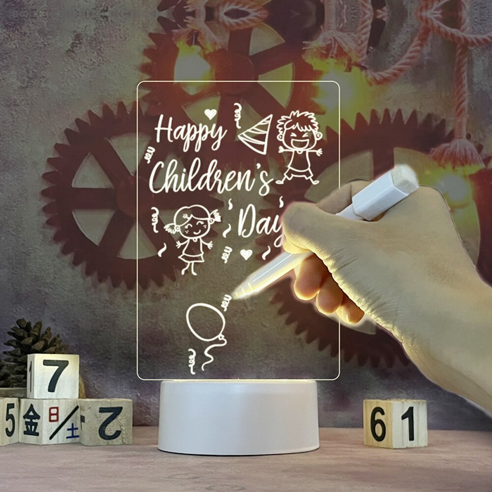 Atmosphere Lamp Creative Gift Memo Board LED Table Lamp USB Message Board with Pen Children's Gift 3D Night Light