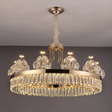 Building Home Atmosphere Living Room Postmodern Light Luxury Double-Layer Crystal Chandelier Villa Building Duplex Pendant Light