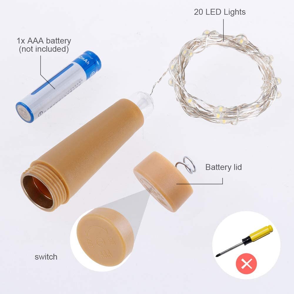 LED Wine Bottle Lights 2M 20LEDs Cork Shape Copper Wire Colorful Mini String Lights For Christmas Tree Wedding Party Decor Bottl