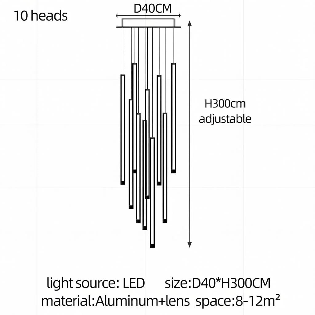 Modern Stair Chandelier Nordic Luxury Minimalist Pendant Light Villa Living Room Lighting LED Showroom Ceiling Lamps Chandelier