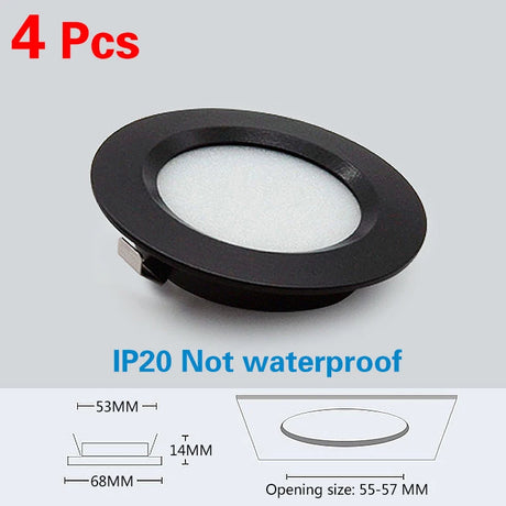 4Pcs LED Mini Spotlight Cabinet lamp Wardrobe light IP65 Waterproof 12V 5W 3W 7W Ceiling Hidden Downlight Ultra-thin Spotlight