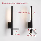 Bedside wall lamp 330 degree rotation adjustable wall lamp reading light with switch minimalist Nordic hotel room master bedroom