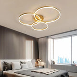 Nordic Creative Led Circle Chandeliers Bedroom Living Dining Room Lighting Chandelier Home Indoor Lamps Golden Brown Glossy Lamp