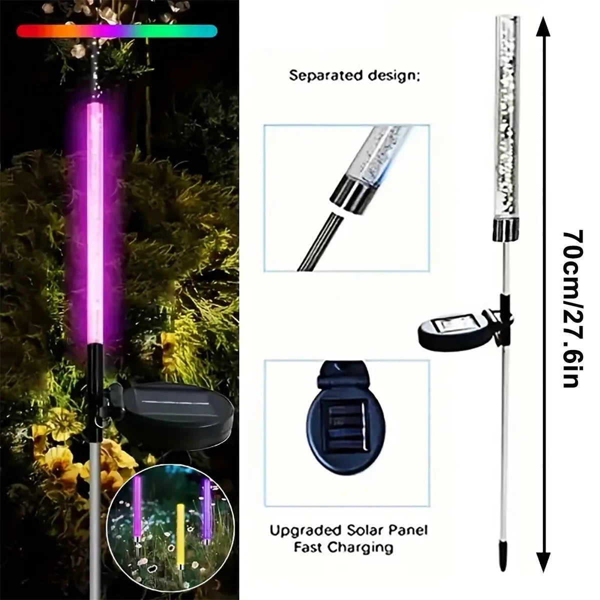 Solar Reed Bubble Stick Lights - RGB Color Changing Acrylic Lawn Stake Lamps