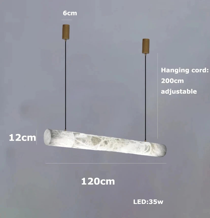 2026 Luxury Marble Linear Chandelier - Minimalist LED Dining Room Pendant Light