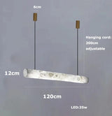 2026 Luxury Marble Linear Chandelier - Minimalist LED Dining Room Pendant Light