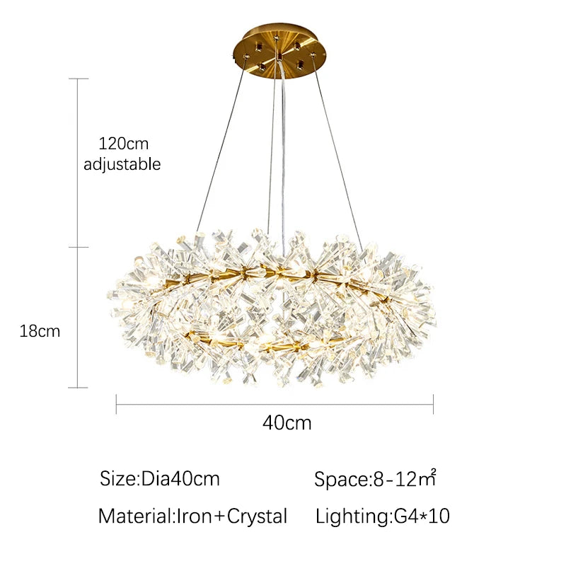 Nordic Modern Ceiling Chandelier Bedroom Dining Living Room Crystal Pendant Lamp Interior Decoration Firefly Garland LED Light