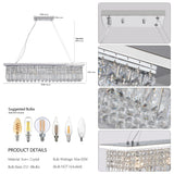 8-Light Modern Crystal Chandelier Chrome color Rectangle Chandelier Contemporary  Pendant Light Fixture (Bulb Not Included)