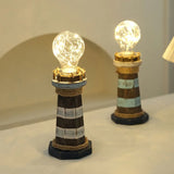 Mediterranean style wooden lighthouse ornament creative retro desktop decoration luminous home decoration gift giving decoration