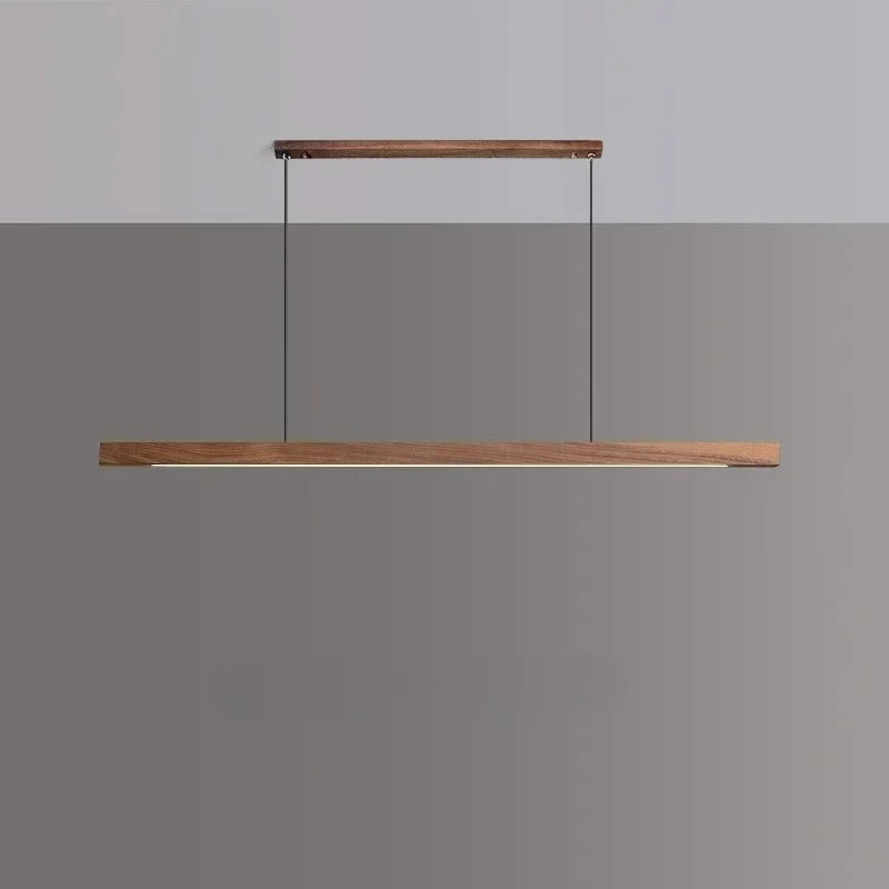 Solid Wood Long LED Pendant Light Modern Minimalist Dining Room Bedroom Living Room Front Desk Decorative Lighting Fixtures