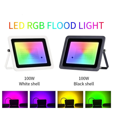 RGB Flood Light 100W 50W 30W 20W RGB Reflector IP68 Waterproof LED Spotlight 110V/220V Projector Lamp Outdoor Garden Lighting