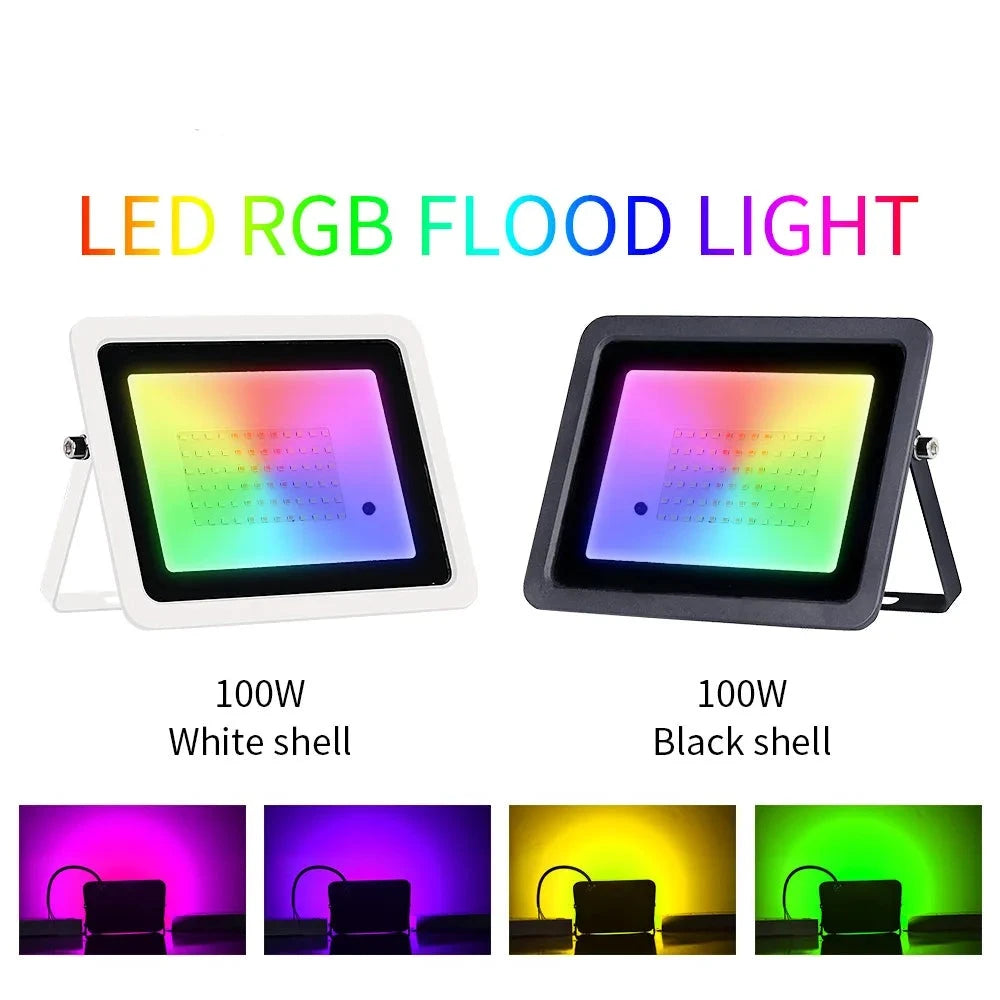 RGB Flood Light 100W 50W 30W 20W RGB Reflector IP68 Waterproof LED Spotlight 110V/220V Projector Lamp Outdoor Garden Lighting