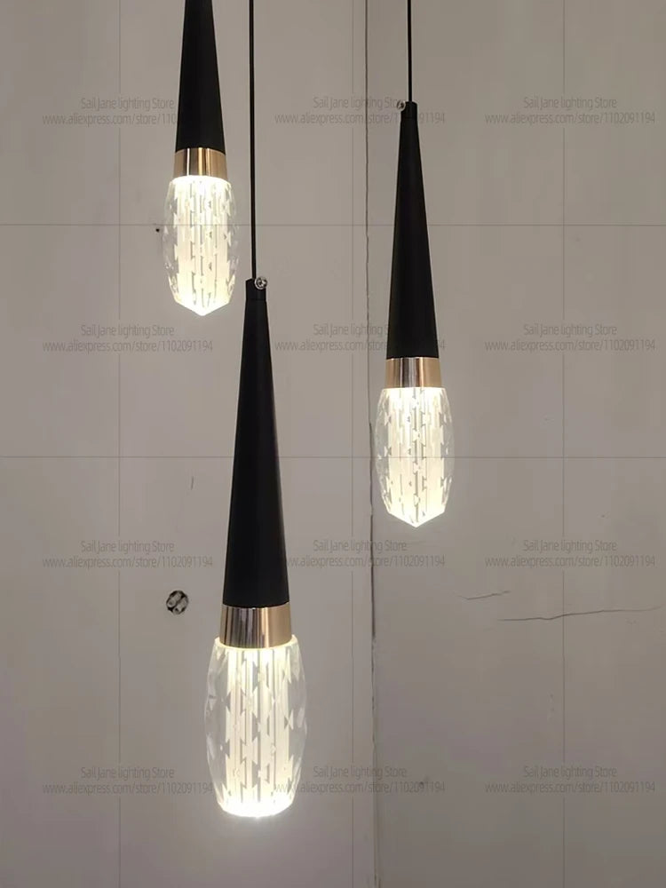 Nordic Modern Home Decoration Chandelier Hanging Stairs Pendant Light Villa Living Room Kitchen Pendent Lamp Indoor Lighting