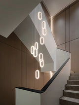 Modern LED Luxury Pendant Light Hanging Elliptical Staircase Chandelier Villa Living Room Pendent Lamp Kitchen Decorative Light