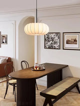 Nordic Simple White Silk LED Pendant Light - Modern Textile Ceiling Hanging Lamp Fixture for Dining Table, Coffee Table, Tea Room & Bedroom